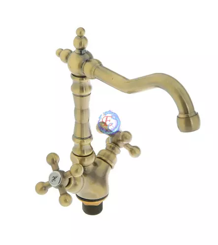 Смеситель для кухни Accoona A4571C, двухвентильный, с гайкой, латунь, цвет бронза
